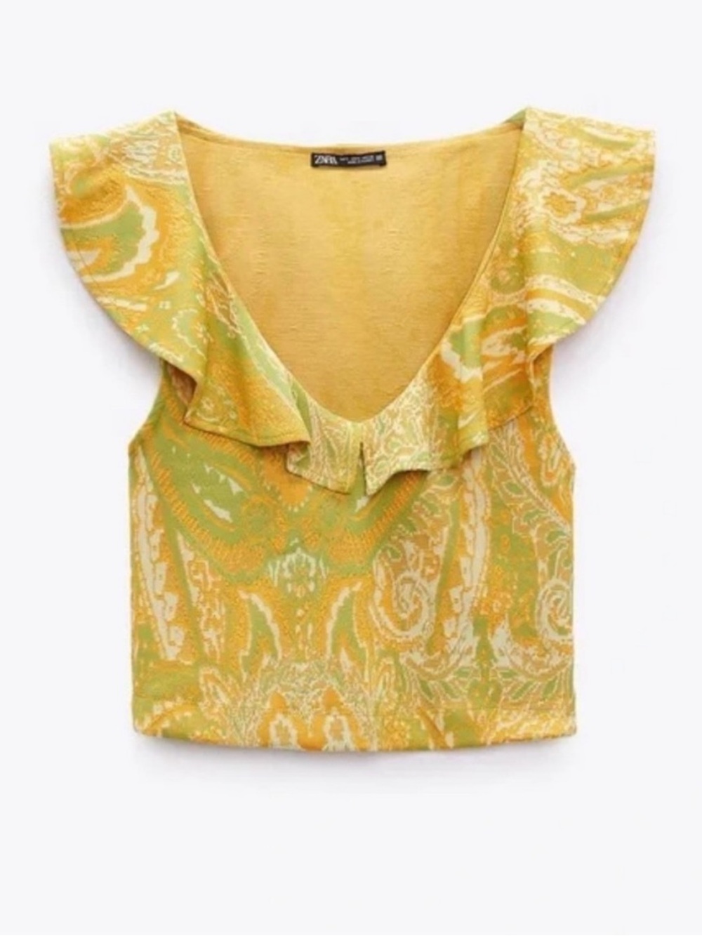 Zara jacquard Paisley Ruffled Top